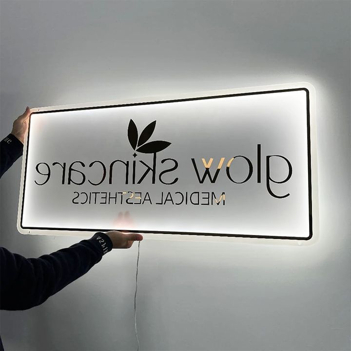 Acrylic Backlit Sign - Rectangle Acrylic Sign With Gold Mirror Letter