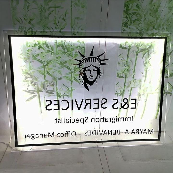 Acrylic Backlit Sign - Rectangle Acrylic Sign With Gold Mirror Letter