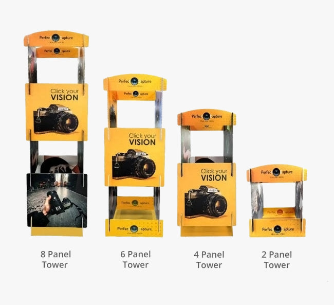 Display Tower with Custom Printed Interlocking Panels