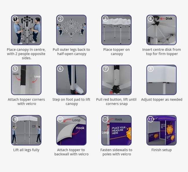 Custom Pop Up Gazebos 2M x 2M