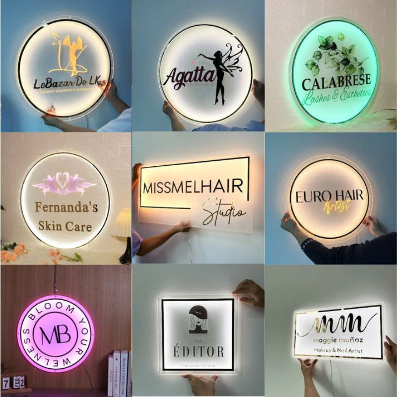 Acrylic Backlit Sign - Black Acrylic Sign With Gold Logo Gold Mirror Letter