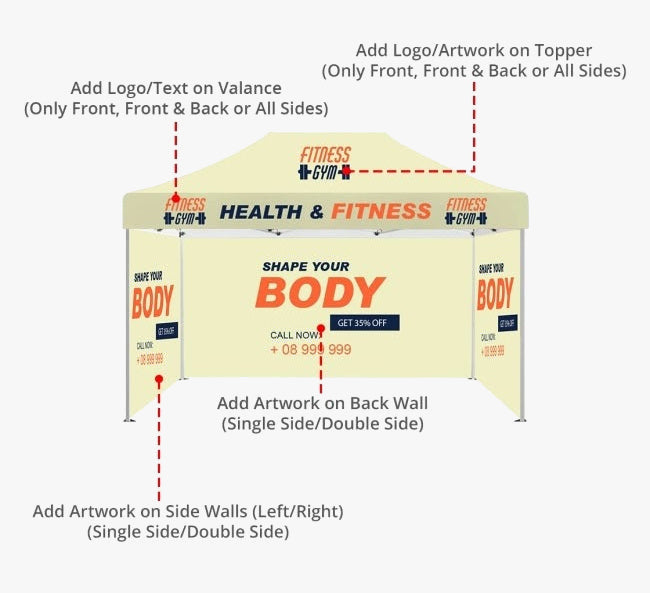 Custom Pop Up Gazebos 4.5M x 3M