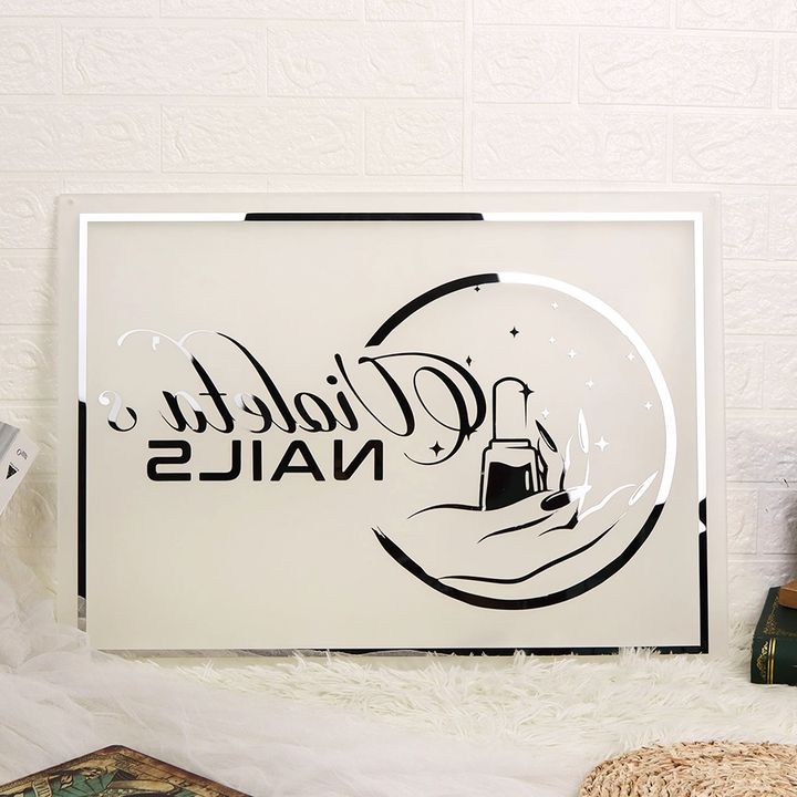 Acrylic Backlit Sign - Rectangle Acrylic Sign With Gold Mirror Letter