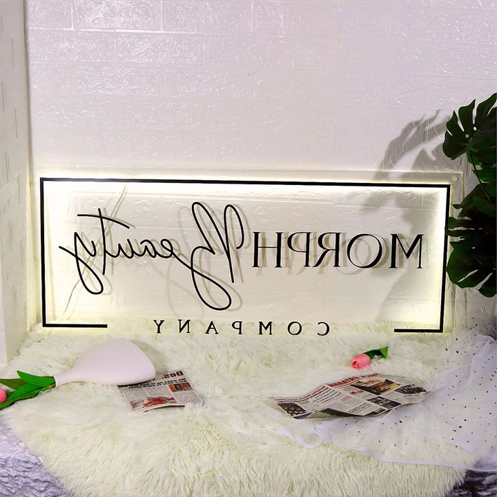 Acrylic Backlit Sign - Rectangle Acrylic Sign With Gold Mirror Letter