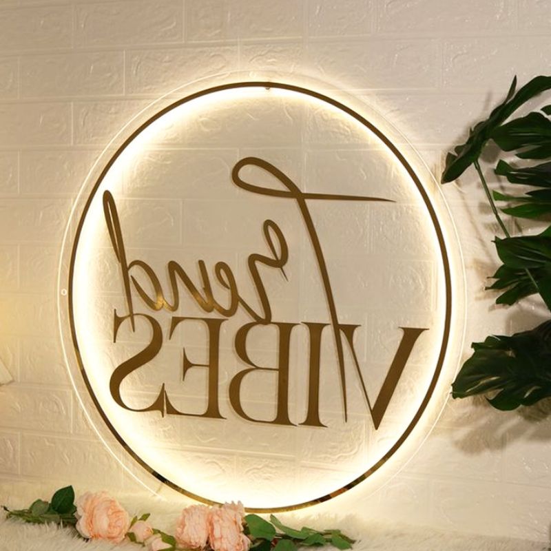 Acrylic Backlit Sign - Frosted Acrylic Sign With Gold Logo Gold Mirror Letter