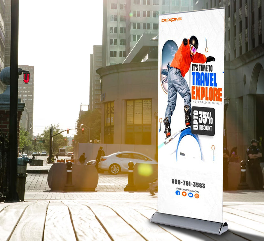 Deluxe Wide Base Single-screen Roll Up Banner Stands