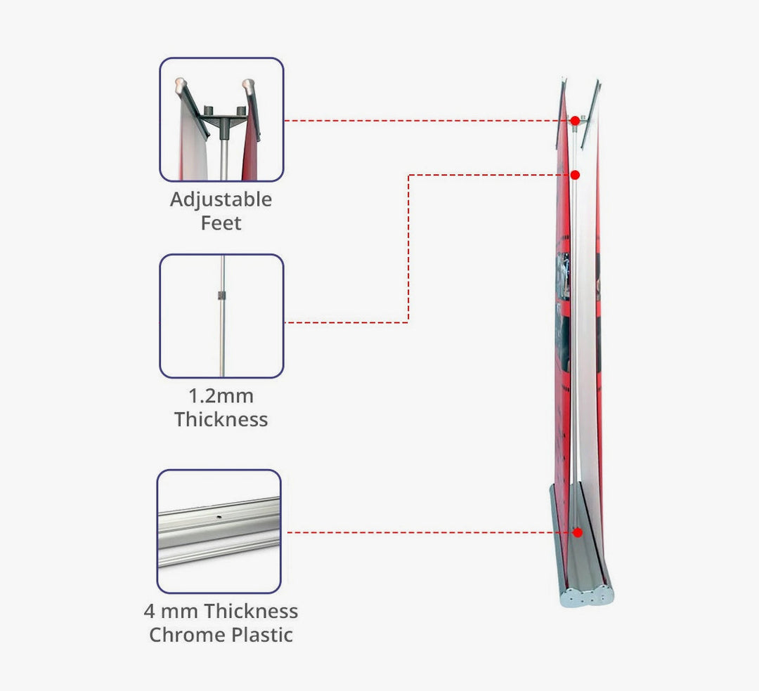 Deluxe Wide Base Double-Screen Roll Up Banner Stands