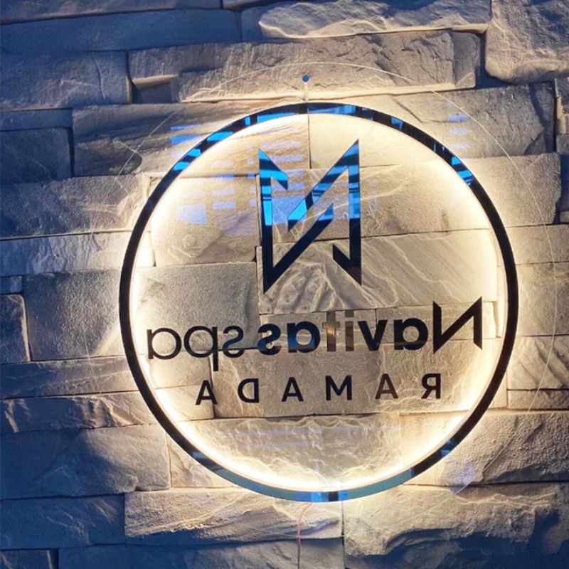 Acrylic Backlit Sign - Frosted Acrylic Sign With Gold Logo Gold Mirror Letter