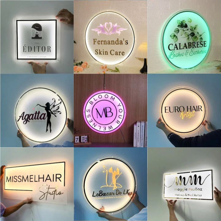 Acrylic Backlit Sign - Rectangle Acrylic Sign With Gold Mirror Letter