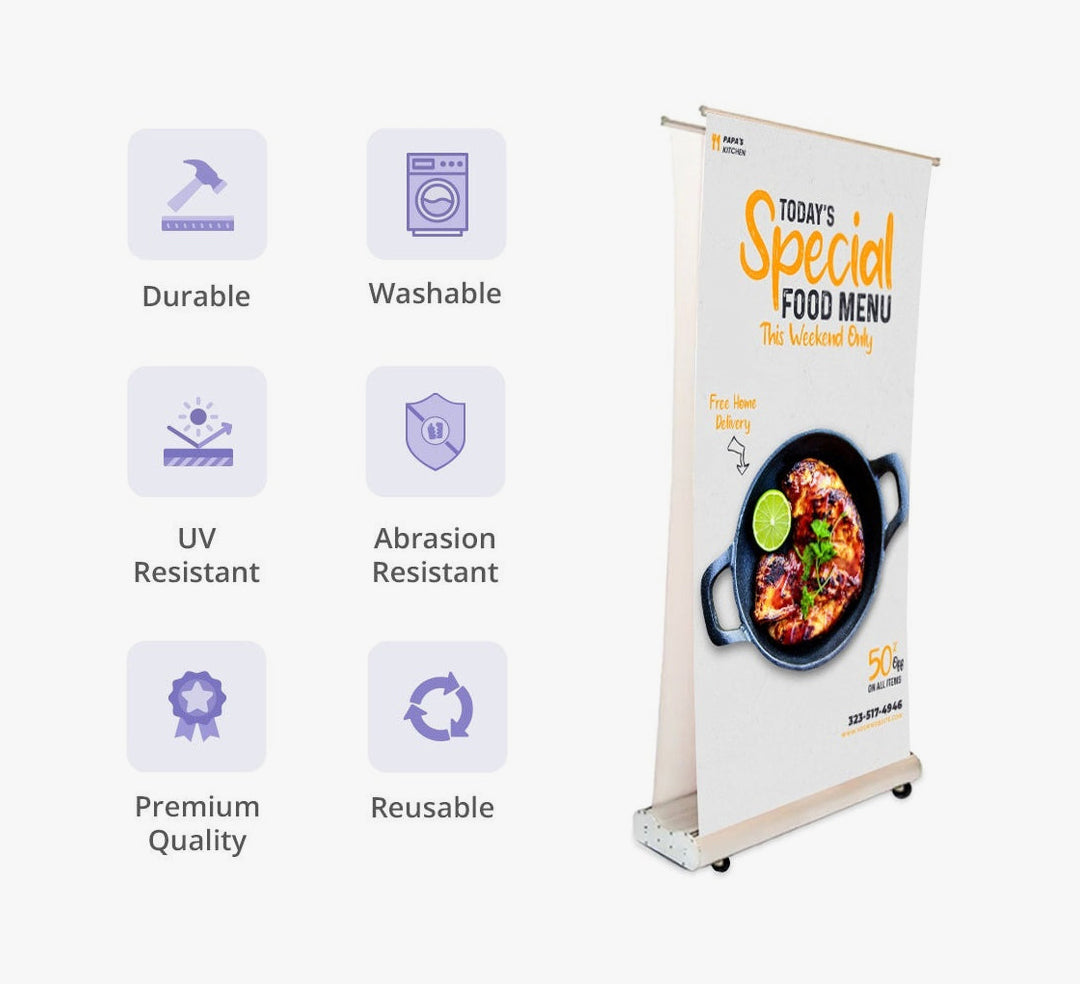Deluxe Wide Base Double-Screen Roll Up Banner Stands