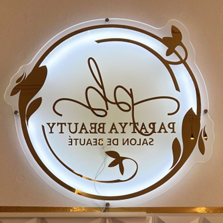 Acrylic Backlit Sign - Frosted Acrylic Sign With Gold Logo Gold Mirror Letter