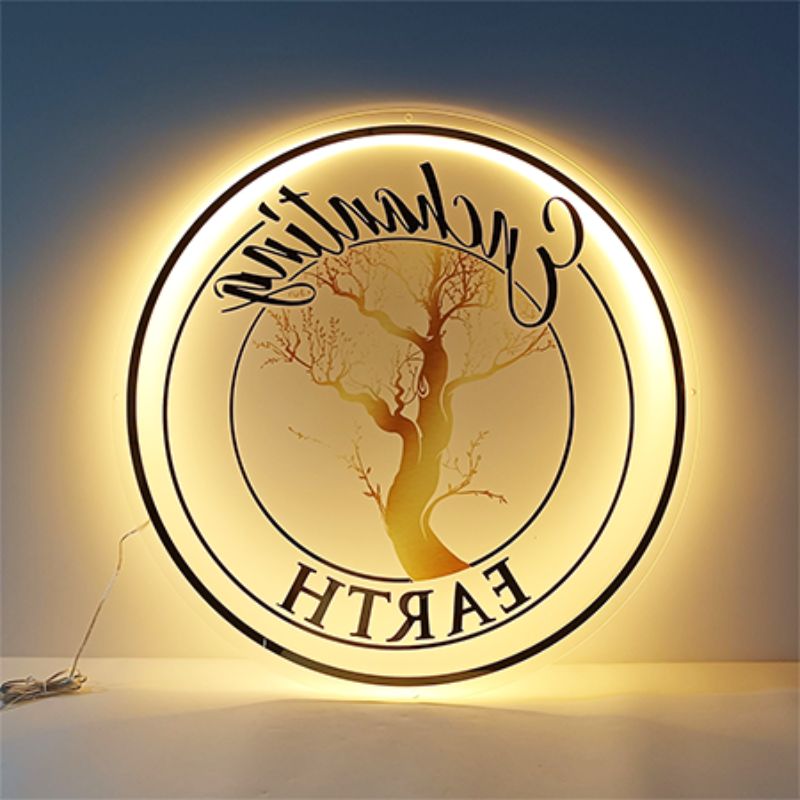 Acrylic Backlit Sign - Frosted Acrylic Sign With Gold Logo Gold Mirror Letter