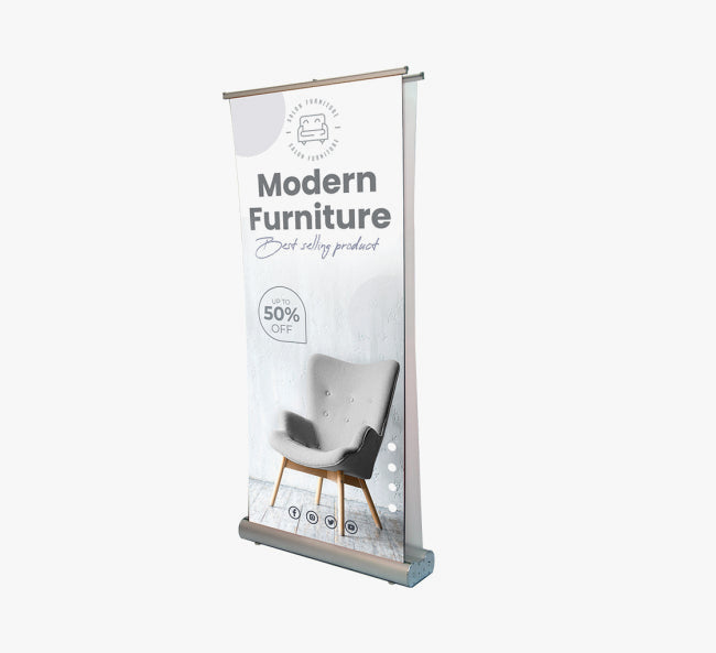 Deluxe Wide Base Double-Screen Roll Up Banner Stands